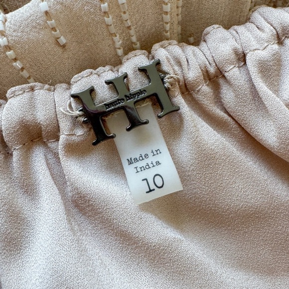 HAUTE HIPPIE • Winds of Change Beaded Feather Silk Slip Dress in Buff - Picture 13 of 16